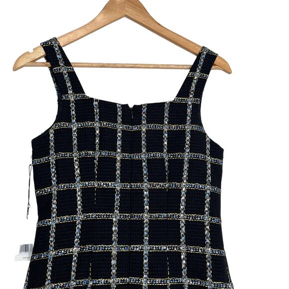 Jason Wu Tweed Mini Dress Sz XS Black Sleeveless Square Neck Metallic Classic - Picture 9 of 11